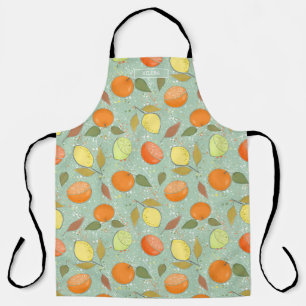 Fruitpatroon met citroenen, sinaasappels schort
