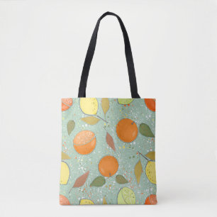 Fruitpatroon met citroenen, sinaasappels tote bag