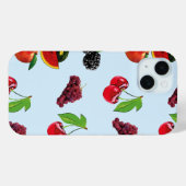 fruitpatroon op blauwe achtergrond Case-Mate iPhone case (Achterkant (horizontaal))