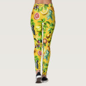 Fruitpatroon op gele achtergrond leggings (Achterkant)