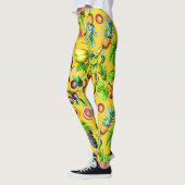 Fruitpatroon op gele achtergrond leggings (Links)