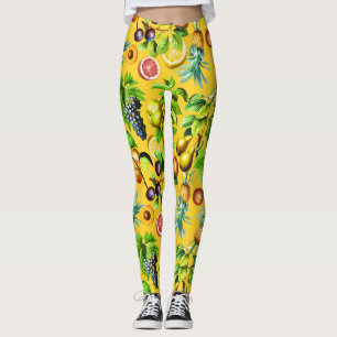 Fruitpatroon op gele achtergrond leggings