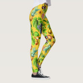 Fruitpatroon op gele achtergrond leggings (Rechts)