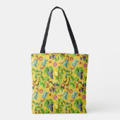 Fruitpatroon op gele achtergrond tote bag (Achterkant)