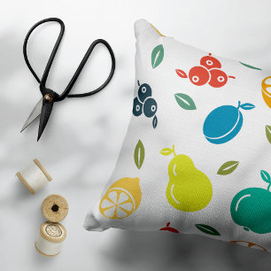 Fruitpatroon, Plum, Sinaasappel, Citroen, Pear, Ap Accent Kussen