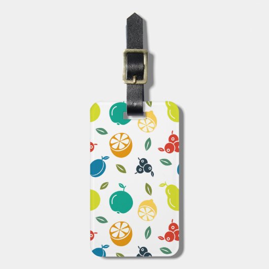 Fruitpatroon, Plum, Sinaasappel, Citroen, Pear, Ap Bagagelabel (Voorkant verticaal)