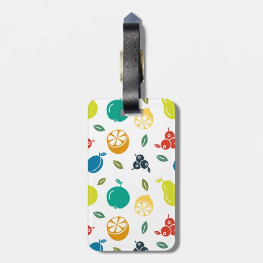 Fruitpatroon, Plum, Sinaasappel, Citroen, Pear, Ap Bagagelabel (Achterkant verticaal)