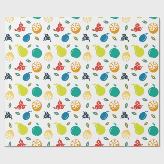 Fruitpatroon, Plum, Sinaasappel, Citroen, Pear, Ap Cadeaupapier (Vlak)