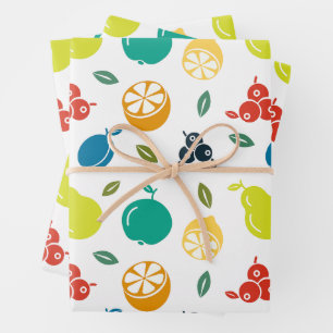 Fruitpatroon, Plum, Sinaasappel, Citroen, Pear, Ap Inpakpapier Vel