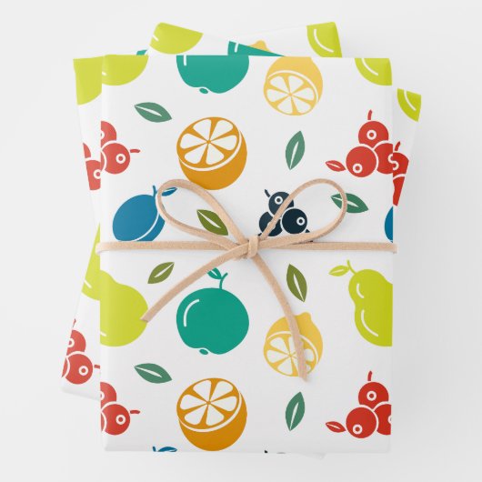 Fruitpatroon, Plum, Sinaasappel, Citroen, Pear, Ap Inpakpapier Vel (In situ)