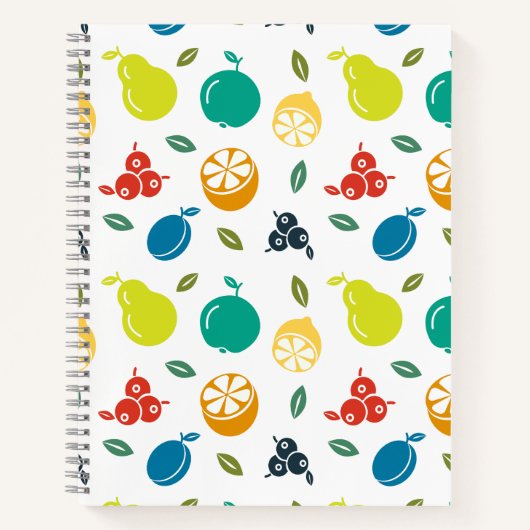 Fruitpatroon, Plum, Sinaasappel, Citroen, Pear, Ap Notitieboek (Voorkant)