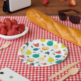 Fruitpatroon, Plum, Sinaasappel, Citroen, Pear, Ap Papieren Bordje