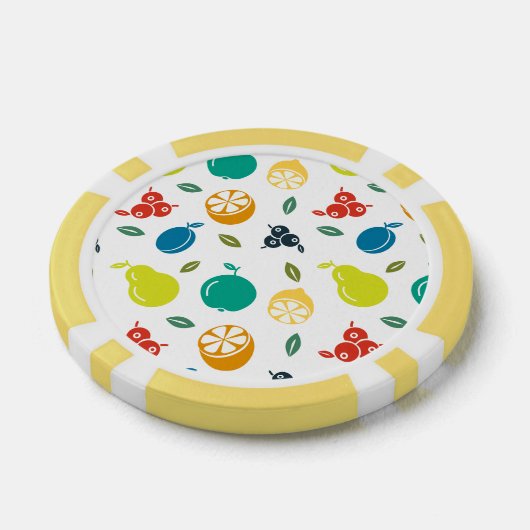 Fruitpatroon, Plum, Sinaasappel, Citroen, Pear, Ap Poker Chips (Enkel)