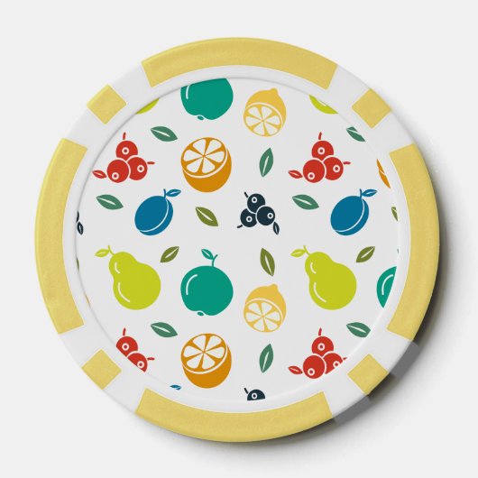 Fruitpatroon, Plum, Sinaasappel, Citroen, Pear, Ap Poker Chips (Achterkant)