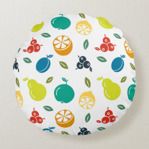 Fruitpatroon, Plum, Sinaasappel, Citroen, Pear, Ap Rond Kussen