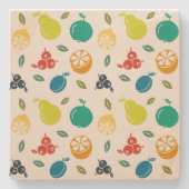 Fruitpatroon, Plum, Sinaasappel, Citroen, Pear, Ap Stenen Onderzetter (Voorkant)