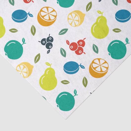 Fruitpatroon, Plum, Sinaasappel, Citroen, Pear, Ap Tissuepapier (Detail)