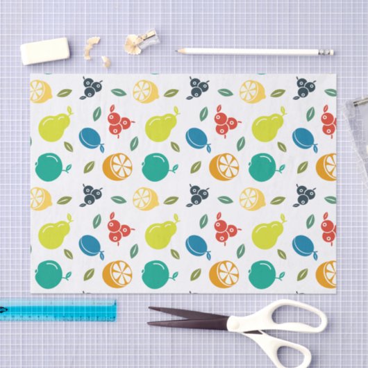 Fruitpatroon, Plum, Sinaasappel, Citroen, Pear, Ap Tissuepapier (Craft)