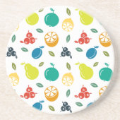 Fruitpatroon, Plum, Sinaasappel, Citroen, Pear, Ap Zandsteen Onderzetter (Voorkant)