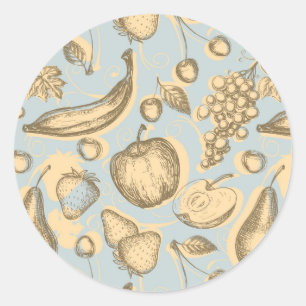 fruitpatroon ronde sticker