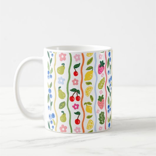 Fruitpatroon Voedsel Zomer Elegant Stijlvol Koffiemok (Links)