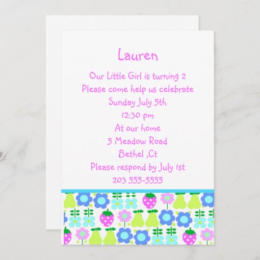 fruitpatroonuitnodiging kaart (Voorkant / Achterkant)