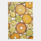 Fruitplakjes citrusmotief sinaasappel geel groen theedoek (Verticaal)