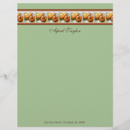 Fruitrecepten voor Pear Lovers Paper Custom Briefhoofd (Voorkant)