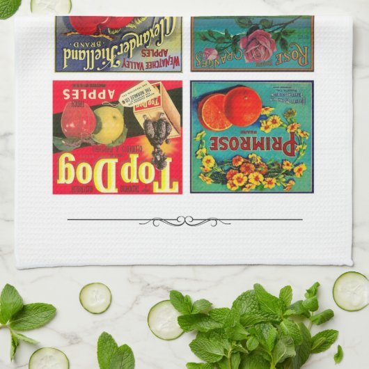  fruitreclamelabel Land Theedoek (Gevouwen)