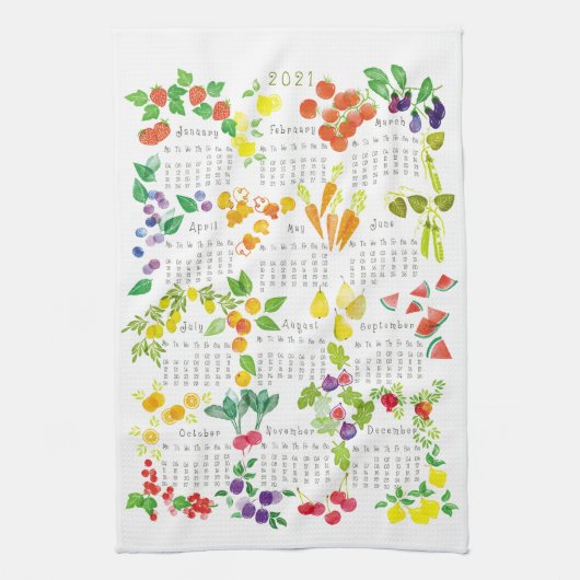 Fruits and Veggies - Calendar 2021 Theedoek (Verticaal)