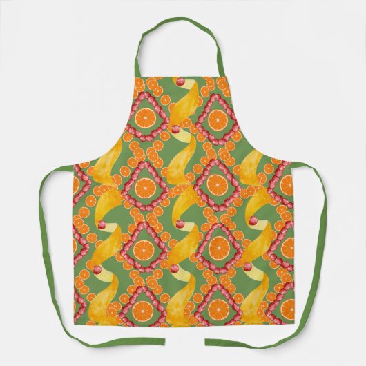 Fruits and zest green apron schort (Voorkant)