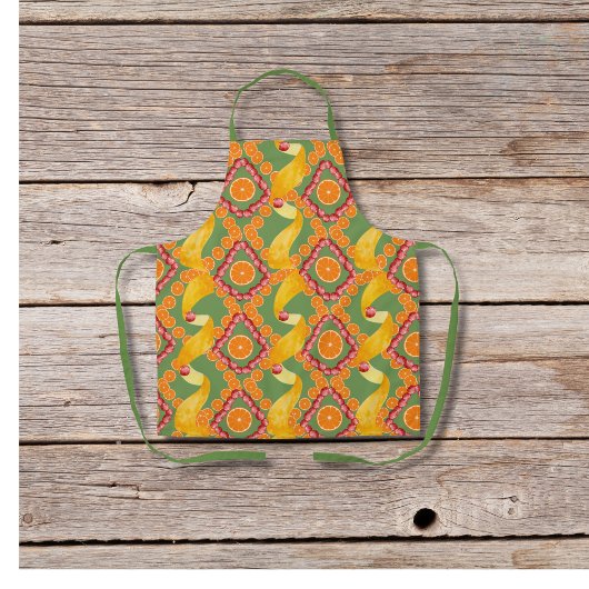 Fruits and zest green apron schort