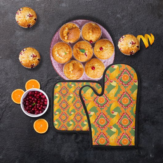 Fruits and zest green ovenwant & pannenlap set