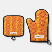 Fruits and Zest Orange Personalized Ovenwant & Pannenlap Set (Voorkant)