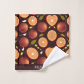 Fruits Bruin Sinaasappel Kleurrijk Patroon Bad Handdoek (Wasdoekje)