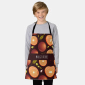 Fruits Bruin Sinaasappel Kleurrijk Patroon Schort (Gedragen)