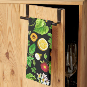 Fruits en lederen patroon op zwart theedoek