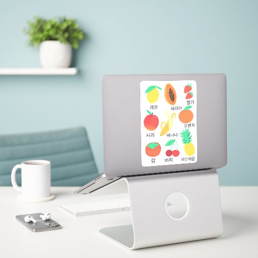 Fruits Flash Kaarten Korean Fruity Fun Food Art Sticker (Laptop op bureau)