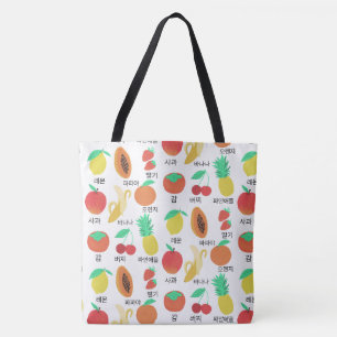 Fruits Flash Kaarten Korean Language Fruity Food Tote Bag