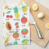 Fruits Flash-kaarten Korean Language Fruity Fun Theedoek (Quarter Fold)