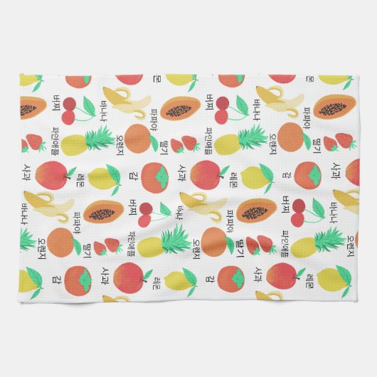 Fruits Flash-kaarten Korean Language Fruity Fun Theedoek (Horizontaal)