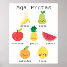Fruits in Filippino Kinder Learning Poster