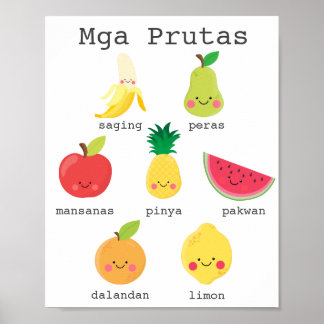 Fruits in Filippino Kinder Learning Poster