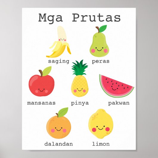 Fruits in Filippino Kinder Learning Poster (Voorkant)