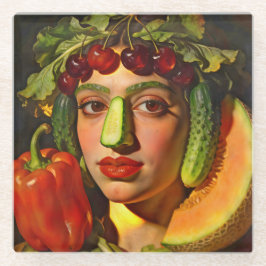 Fruits of Expression – A Surreal Portrait Glazen Onderzetter