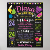 Fruits Two-tti Frutti Tutti-frutti Birthday board Poster (Voorkant)
