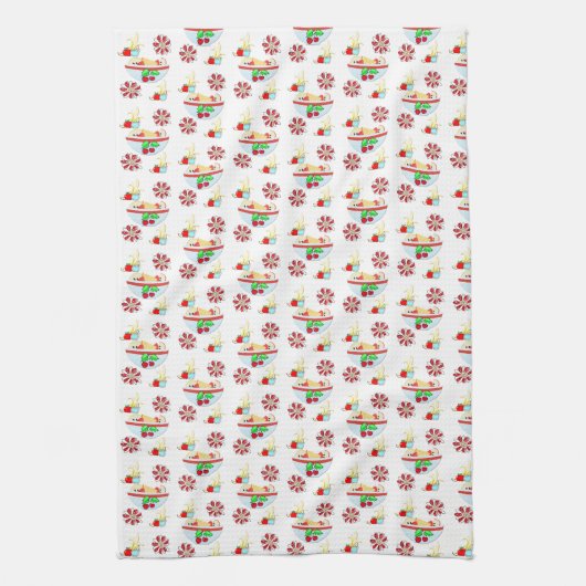 Fruitsalade Floral Kitchen Hand Towel Theedoek (Verticaal)