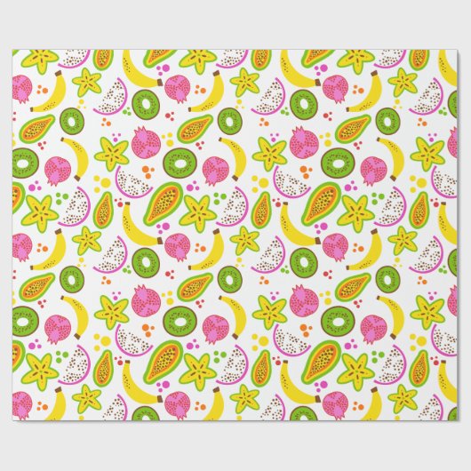 Fruitsalade op wit groot cadeaupapier (Vlak)