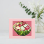 Fruitsalade Watermeloen in roze Briefkaart (Staand voorkant)