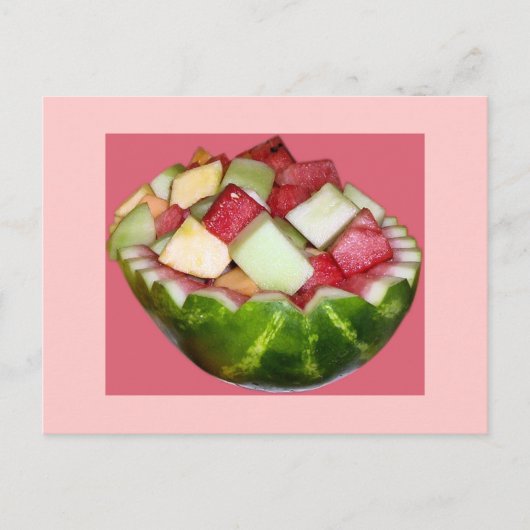 Fruitsalade Watermeloen in roze Briefkaart (Voorkant)